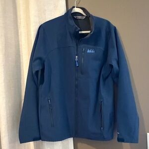 REI Co-op Men's Blue Trailmade Rain Jacket, Size Large